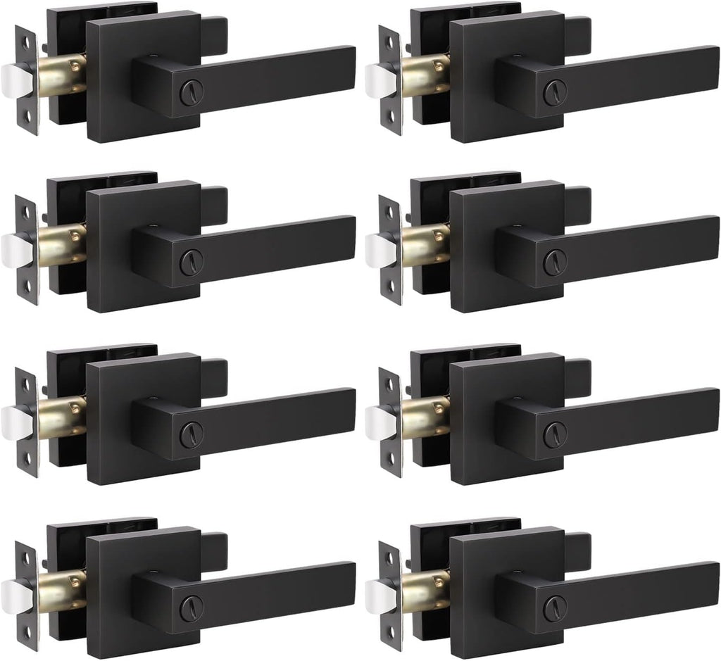 Matte Black Privacy Door Lever Handle, 8 Pack L709552