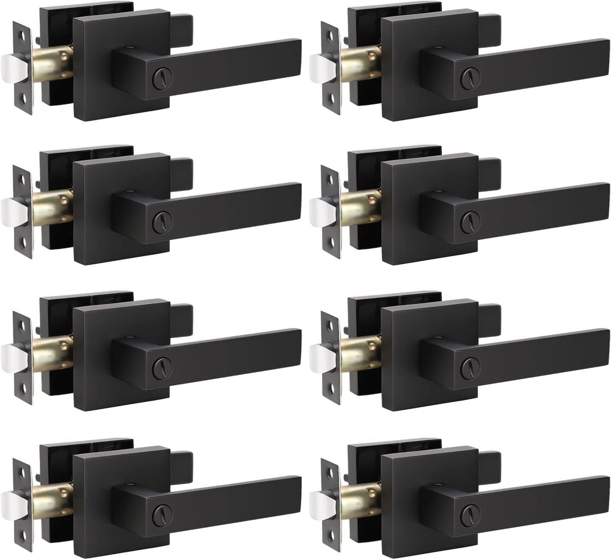 Matte Black Privacy Door Lever Handle, 8 Pack L709552