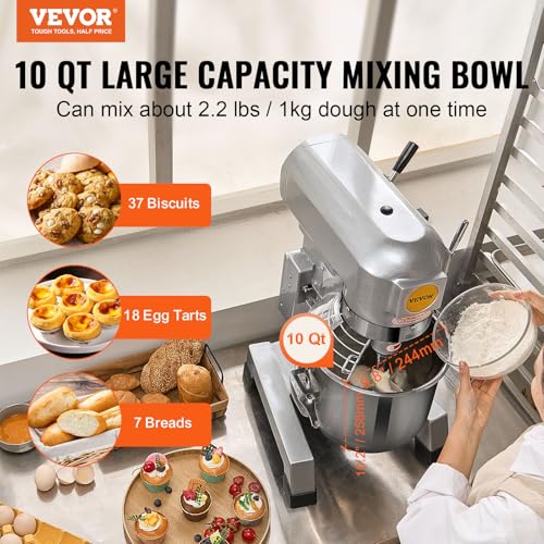 10Qt Commercial Stand Mixer with Stainless Steel Bowl P38331