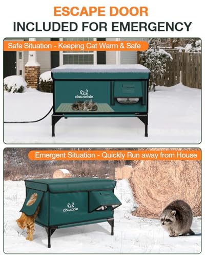 Forest Green 26"x16"x18" Insulated Outdoor Cat Shelter with Heater L768928