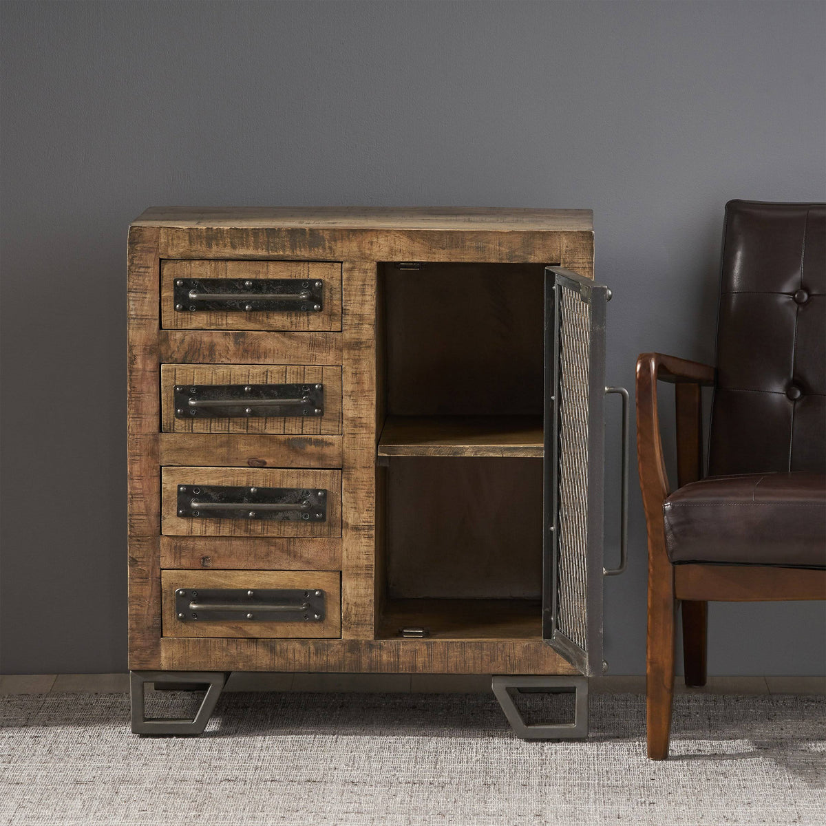 Mango Wood Cabinet with 4 Drawers X109