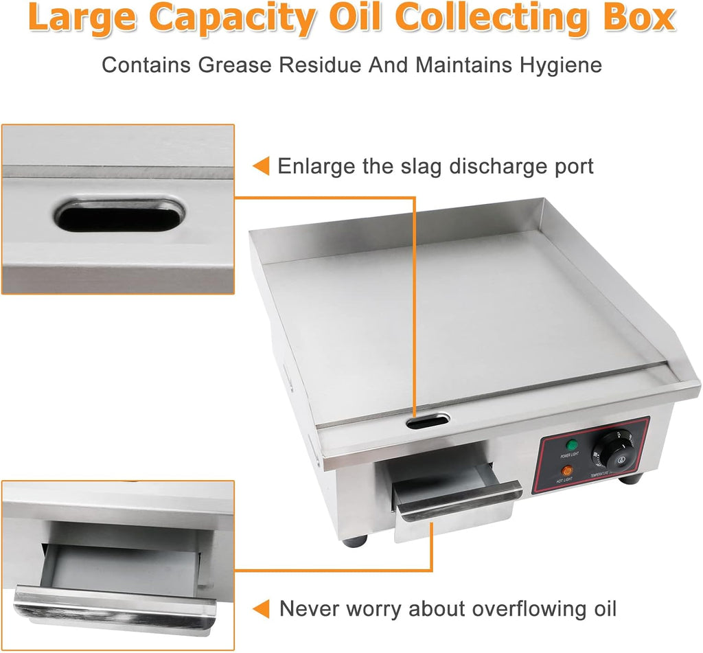 22 Inch Stainless Electric Countertop Griddle B6233