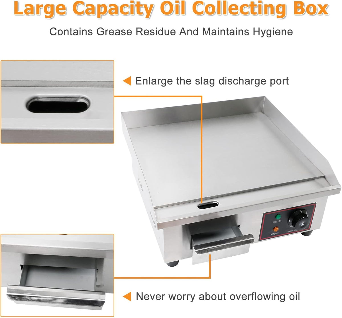 22 Inch Stainless Electric Countertop Griddle B6233