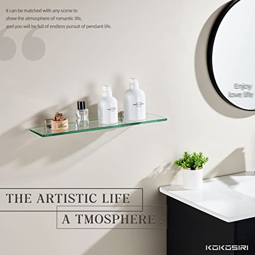 16'' x 5.6'' Tempered Glass Wall Mounted Shelf P8558