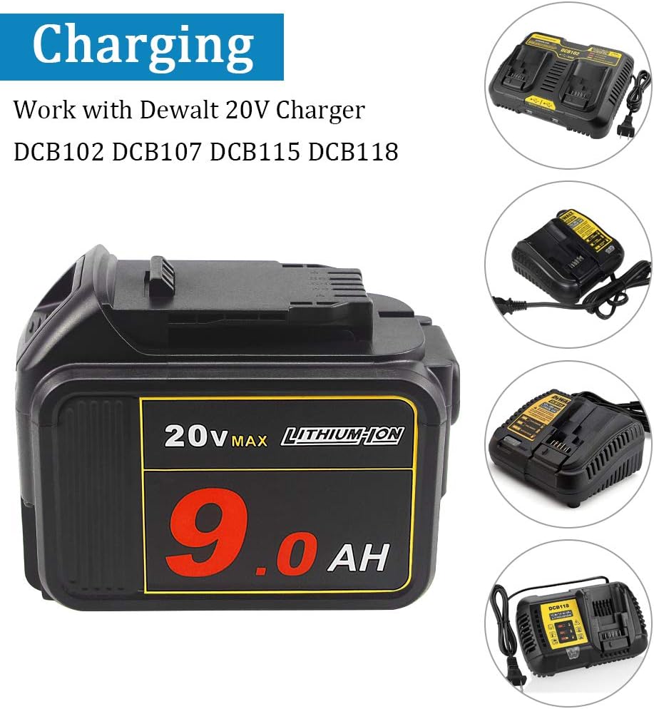 2 Pack 20V 9.0Ah Replacement Battery with Digital Indicator O486