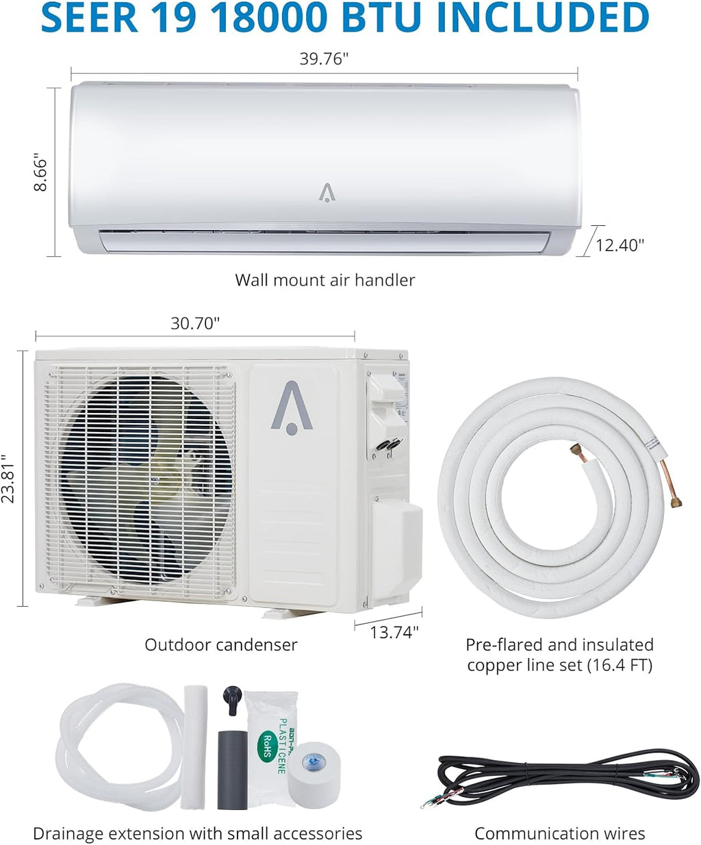 18,000 BTU Split Air Conditioner and Heating System O66666