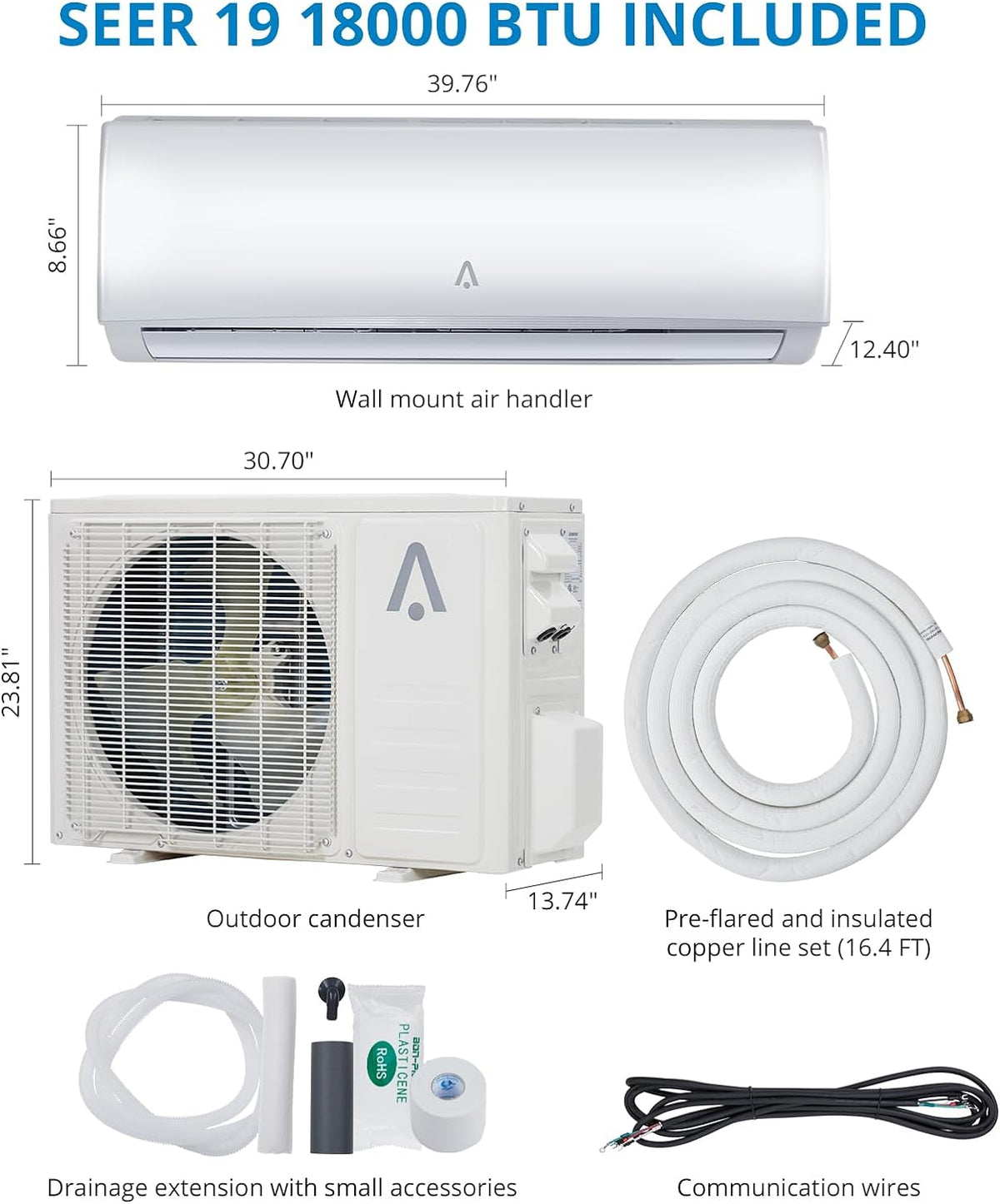 18,000 BTU Split Air Conditioner and Heating System O66666
