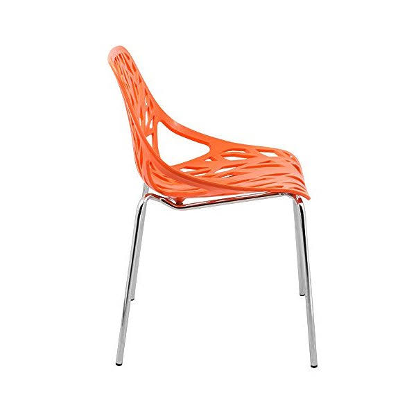 Orange Set of 2 Dining Chair with Chromed Legs C55868