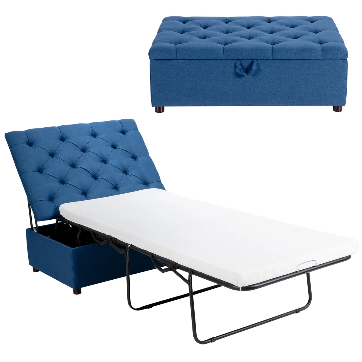 Folding Ottoman Sleeper Bed with Mattress Grey B742