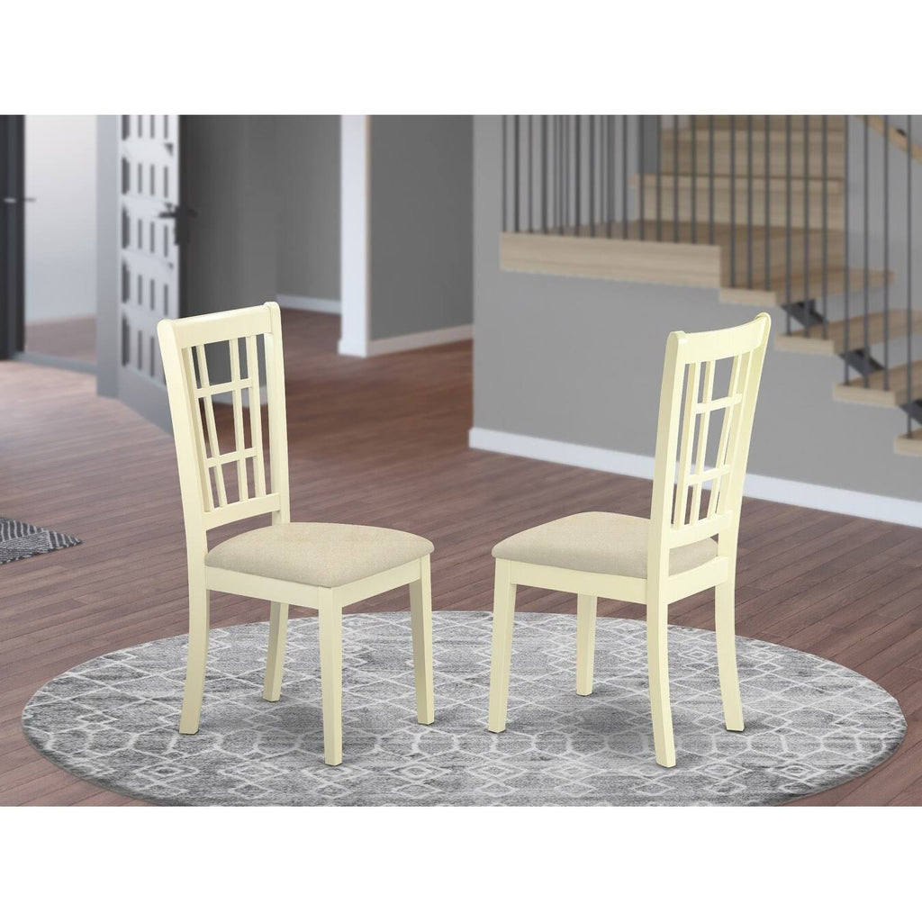 Buttermilk u0026 Brown Finish Wood Seat Dining Chair, Set of 2 W74351