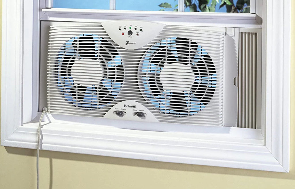 Dual Blade Twin Window Fan with Thermostat Q604804
