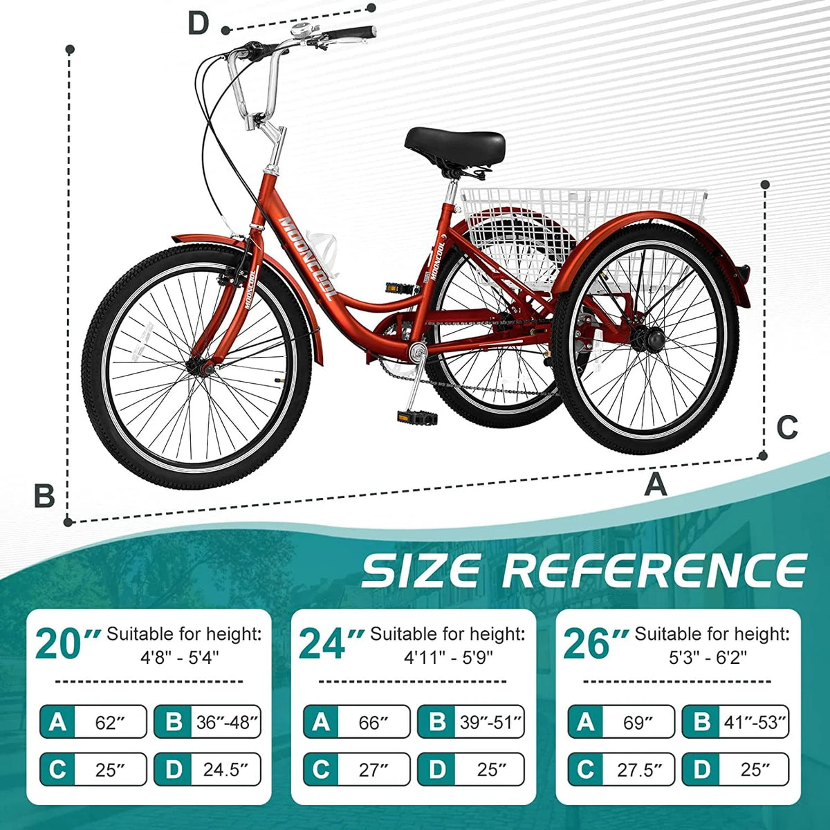 7 Speed 26 Inch Three Wheel Bike Q141852