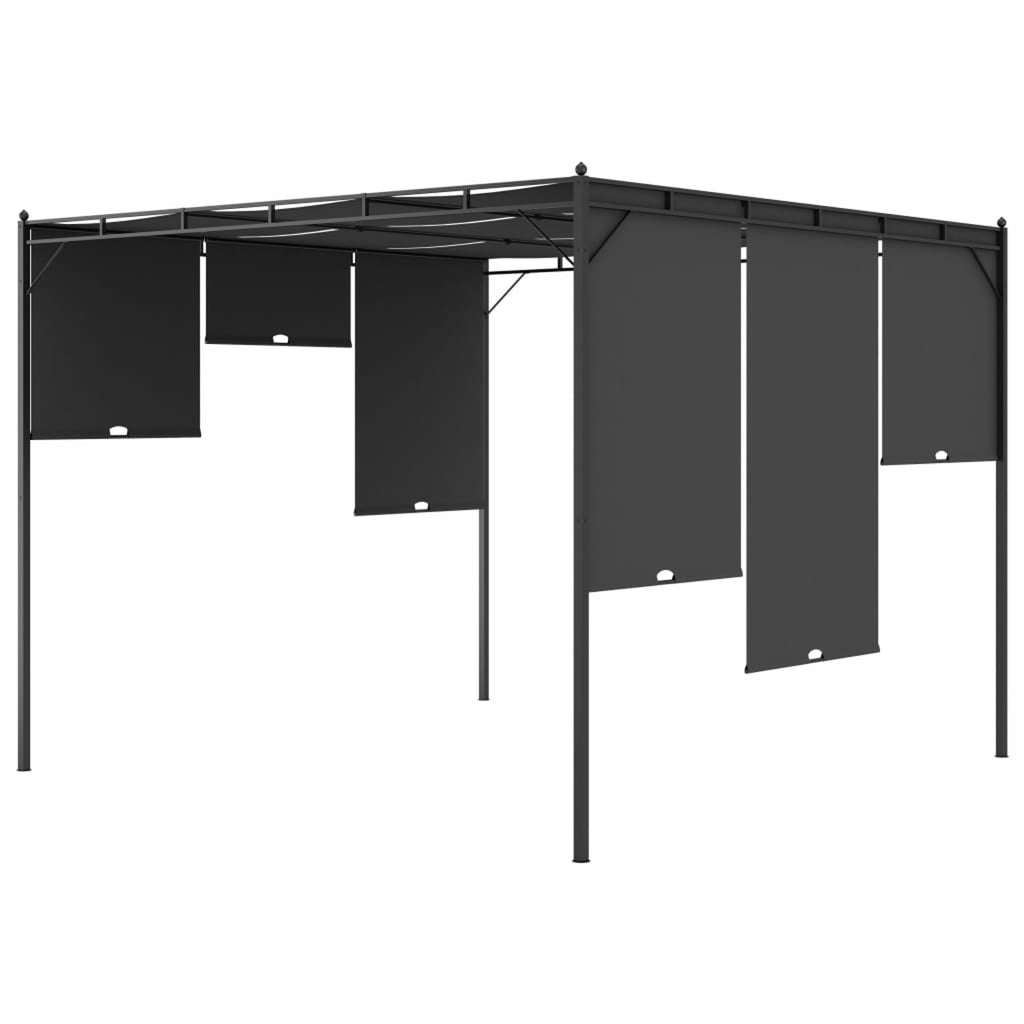 Garden Gazebo with Side Curtain Steel Frame Sun Shade Shelter 118.1 x 118.1 x 88.6 Inches Z3987