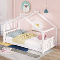 Twin Size White Wood House Bed E81787