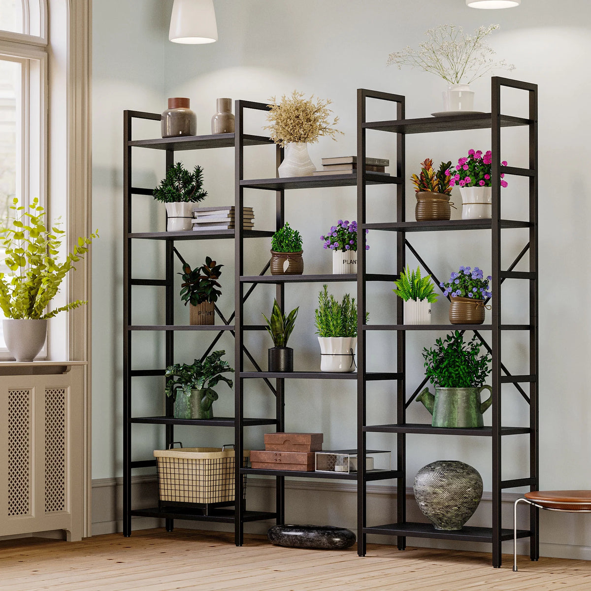 5 Tiers Wood and Metal Bookcase Z8629