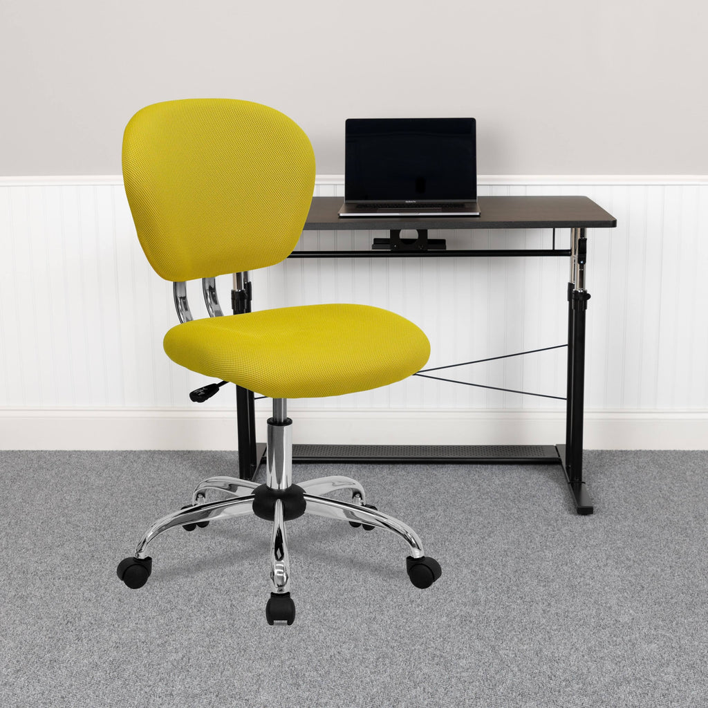 Yellow Mid-Back Mesh Padded Swivel Task Office Chair E491632