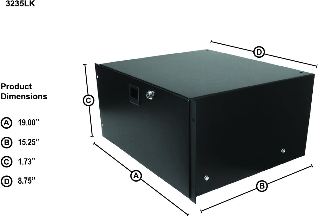 Standard Steel Rack Drawer 5U Sliding with Slam Latch & Keyed Lock M23298