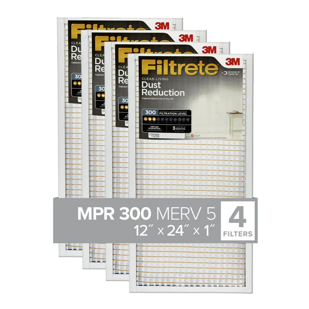 12x24x1 Air Filter, MERV 5, 4 Filters K505