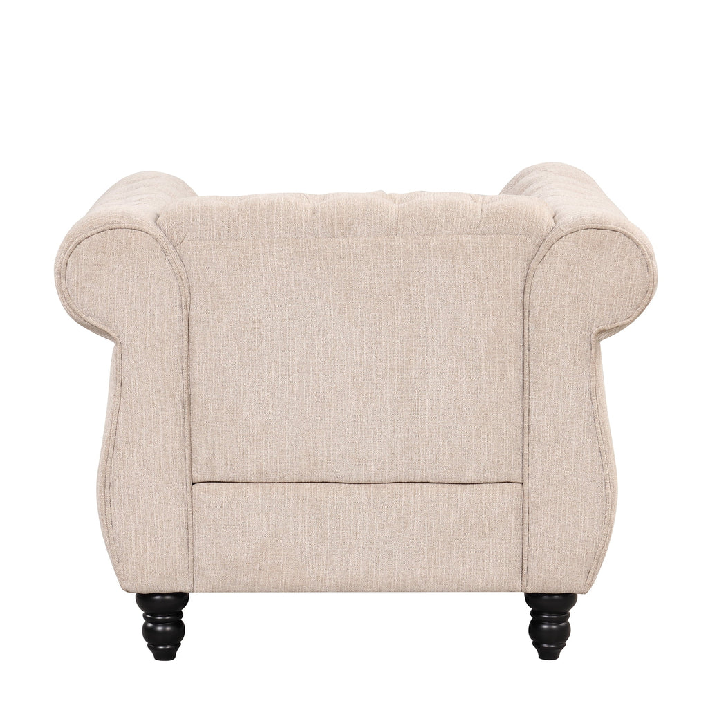 Beige Plush Upholstered Sofa with Solid Wood Legs Z86644