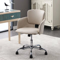 Beige Adjustable Height PU Leather Ergonomic Office Chair Y8155