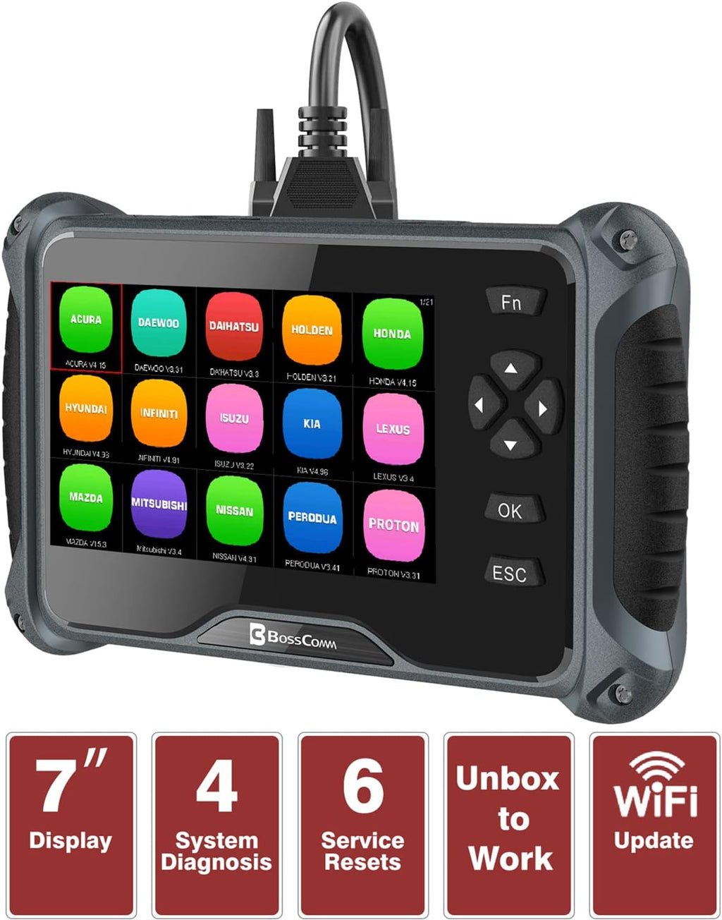 7Inch OBD2 Car Scanner Code Reader Diagnostic Tool O449347