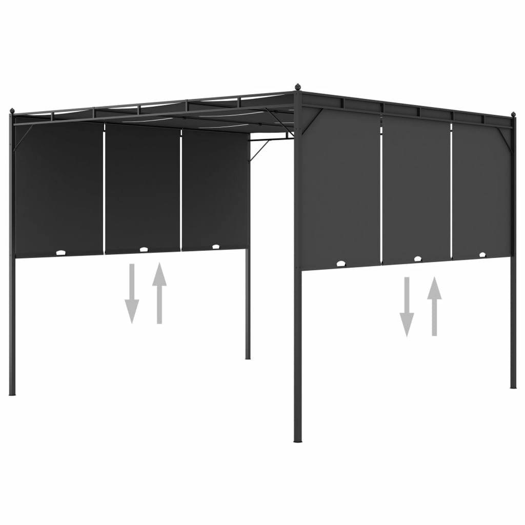 Garden Gazebo with Side Curtain Steel Frame Sun Shade Shelter 118.1 x 118.1 x 88.6 Inches Z3987