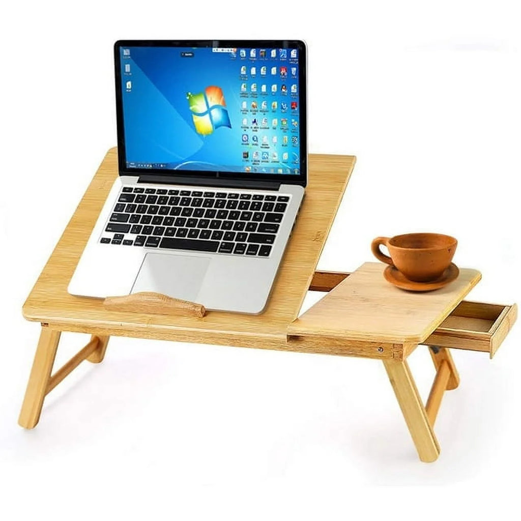 Bamboo Portable Laptop Desk with Tilt Top and Storage Drawer D568100