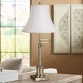 Antique Brass Table Lamp with Fabric Bell Shade E373552