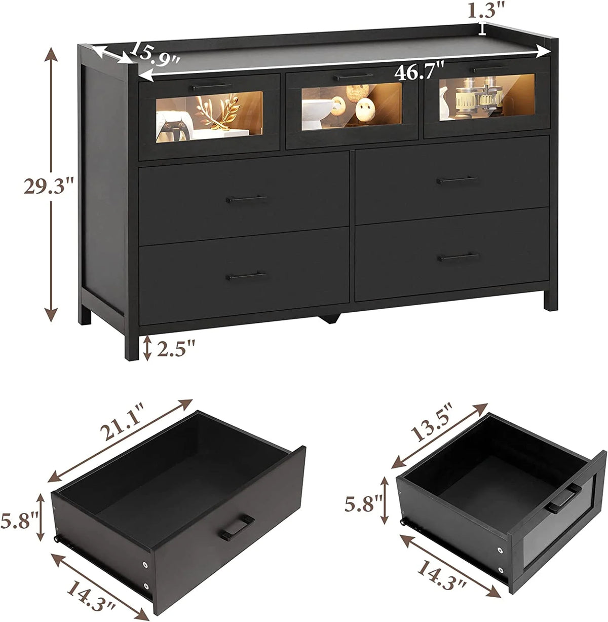 White 7 Drawer Wooden Dresser N4755