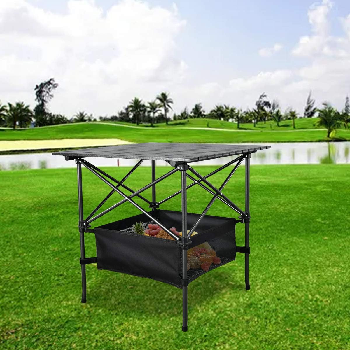 Lightweight Aluminum Folding Camping Table with Carrying Bag S853952