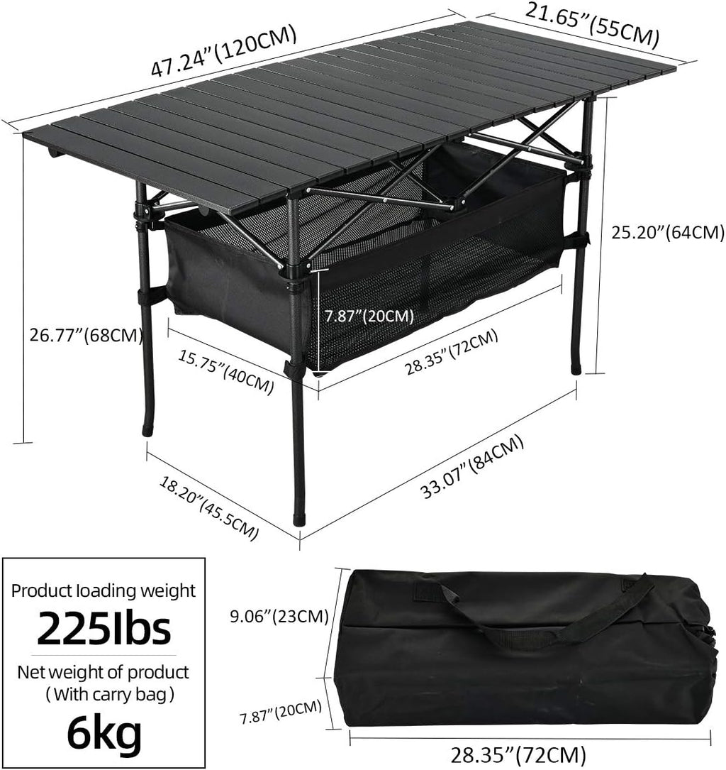 Lightweight Aluminum Folding Camping Table with Carrying Bag S853952