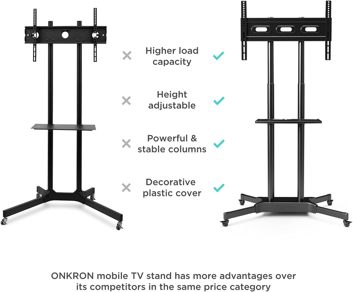 Mobile TV Stand for 40 to 65 Inch TV with Wheels Shelves Q605