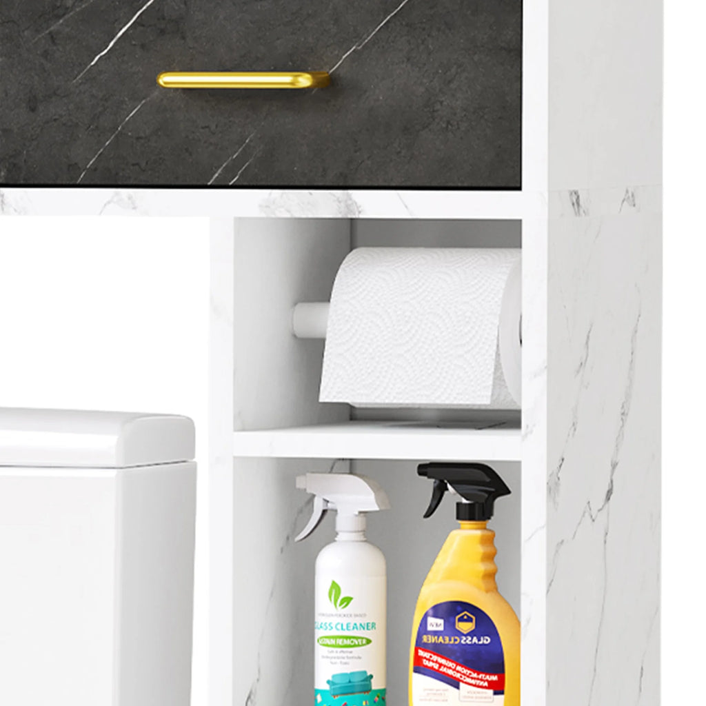 White Over The Toilet Storage Cabinet with Drawers and Adjustable Shelf I596