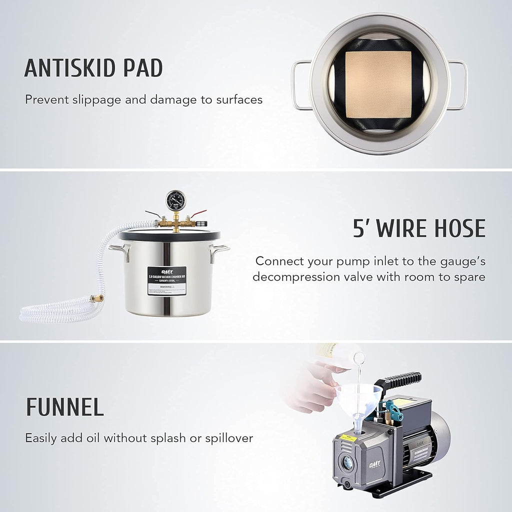 2 Gallon Vacuum Chamber and 38 Micron Vacuum Pump Kit A653
