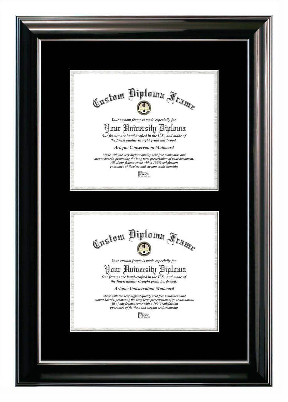 Black 8 x 10 in. Certificate Frame with Black & Silver Mats F825693