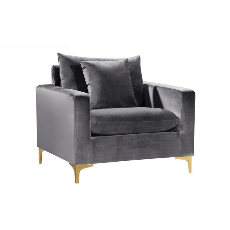 Gray Velvet 3-Piece Sofa Set E16628