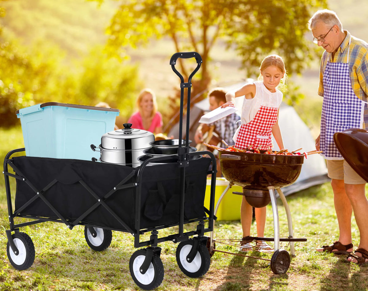 Collapsible Heavy Duty Utility Wagon with Wheels, Black E441