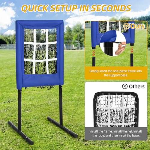 Heavy Duty 9 Hole Baseball Softball Pitching Net with Carry Bag H7446