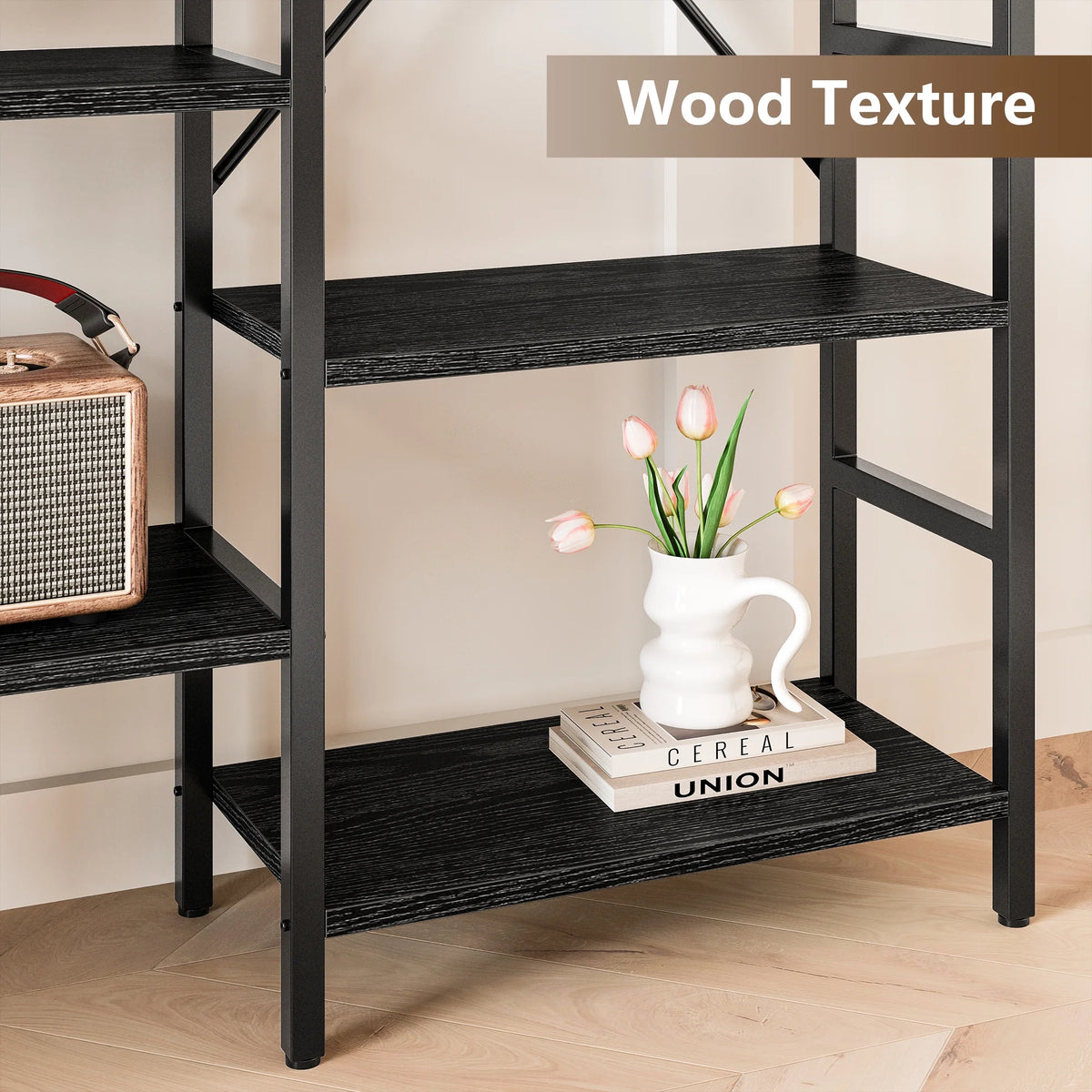 5 Tiers Wood and Metal Bookcase Z8629