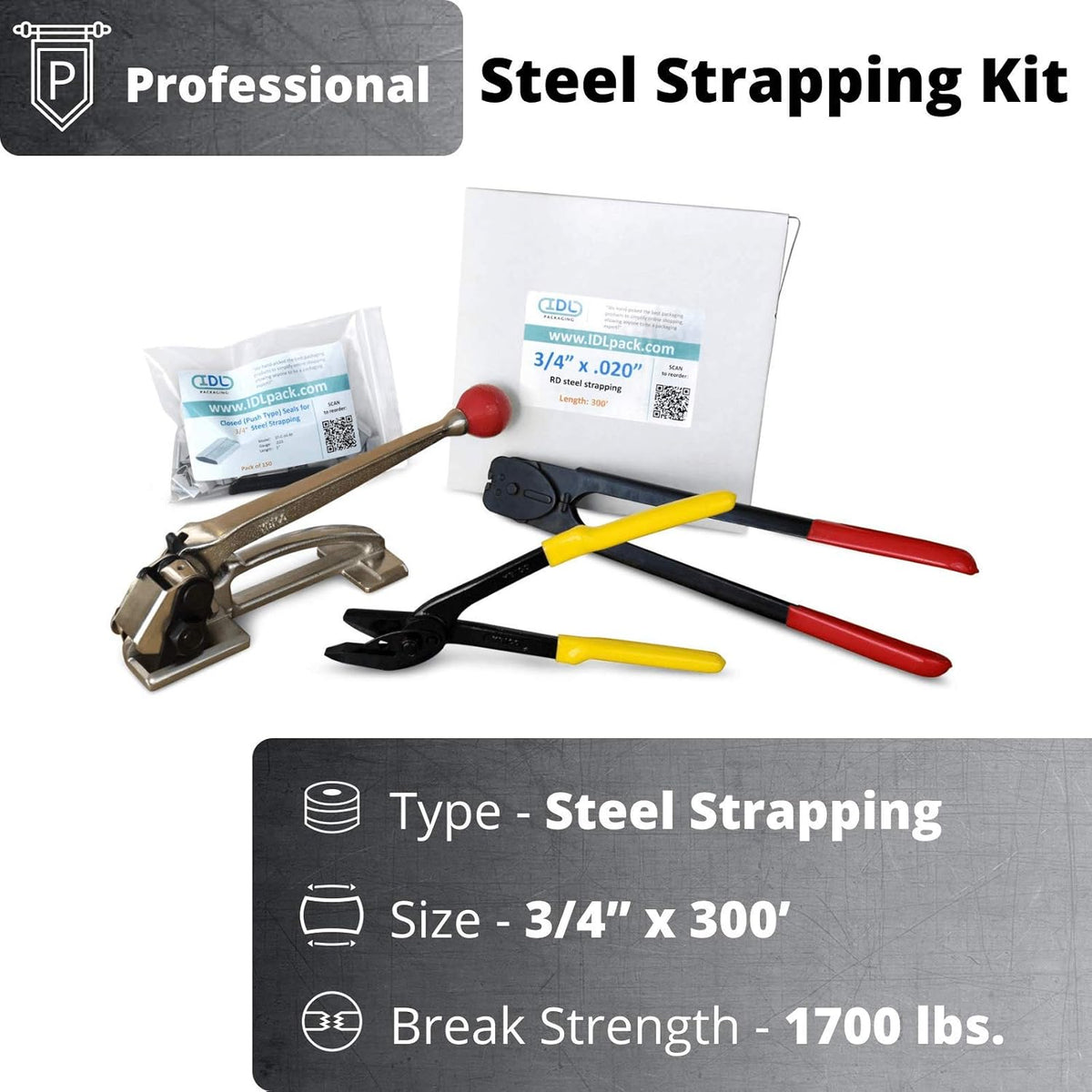 3/4" x 200' Steel Strapping Kit with 1700 lbs Break Strength D47989