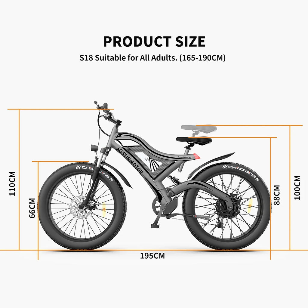 750W Fat Tire Electric Bike 48V 15AH Removable Lithium Battery D5199