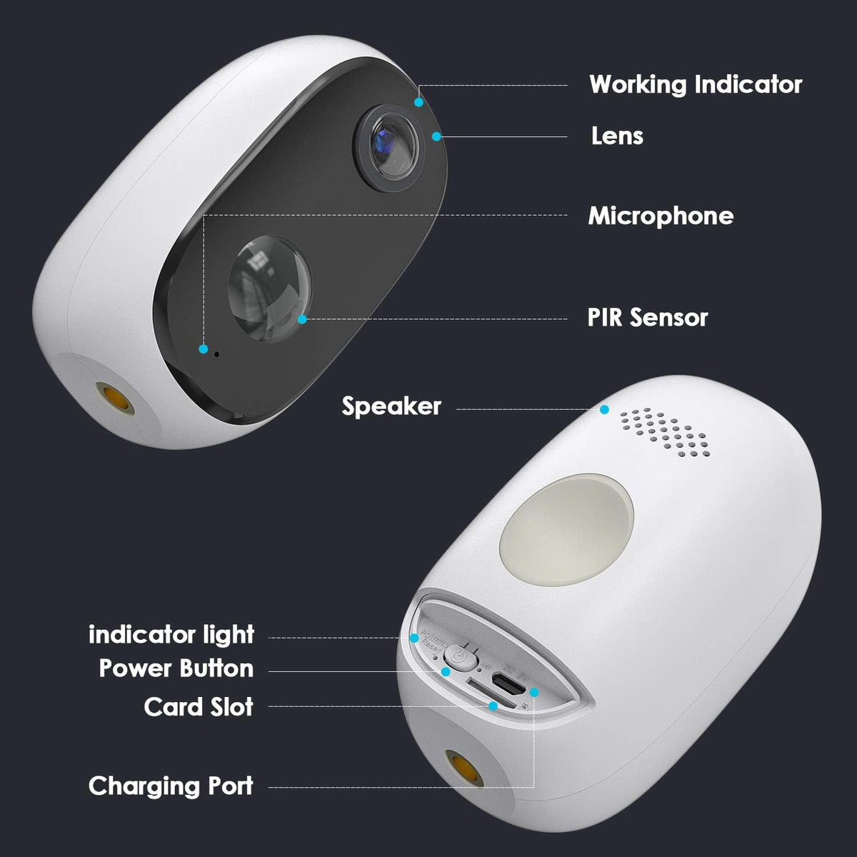 Battery Powered WiFi Wireless Security Camera 1080P Waterproof E7587