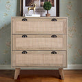 3 Drawer Rattan Storage Cabinet with Pine Wood Legs Y243