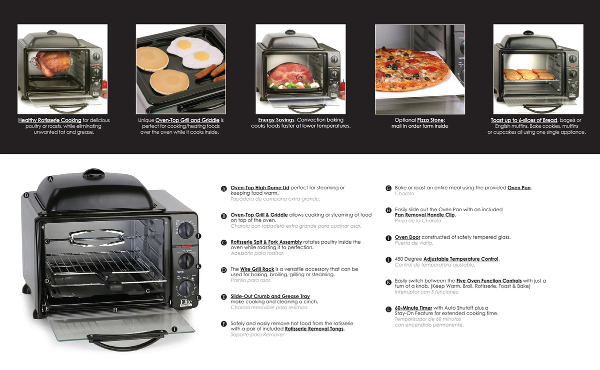 8-Multifunction Countertop Toaster Oven Broiler with Convection B6172