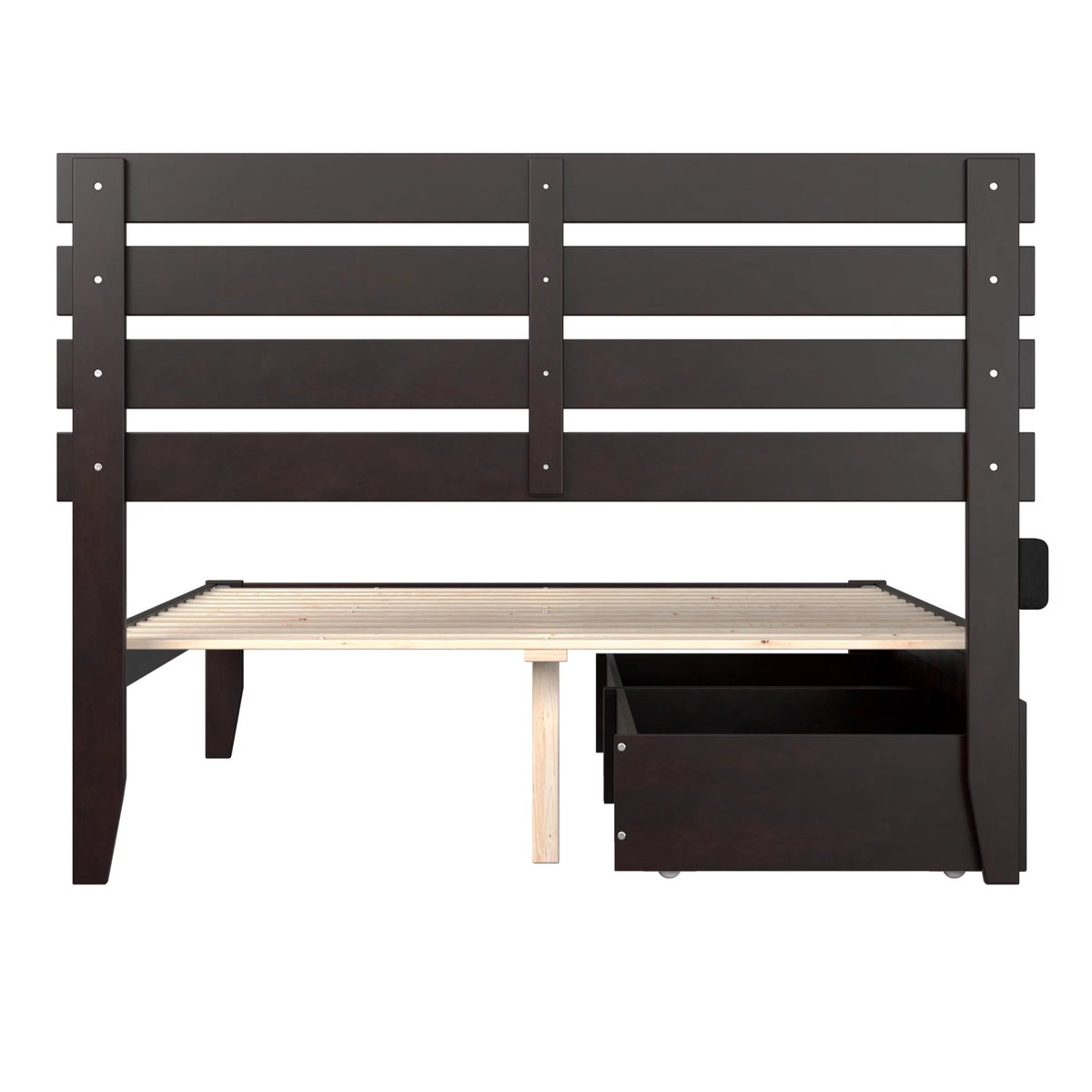 Modern Wood Full Bed with 2 Drawers Y7247