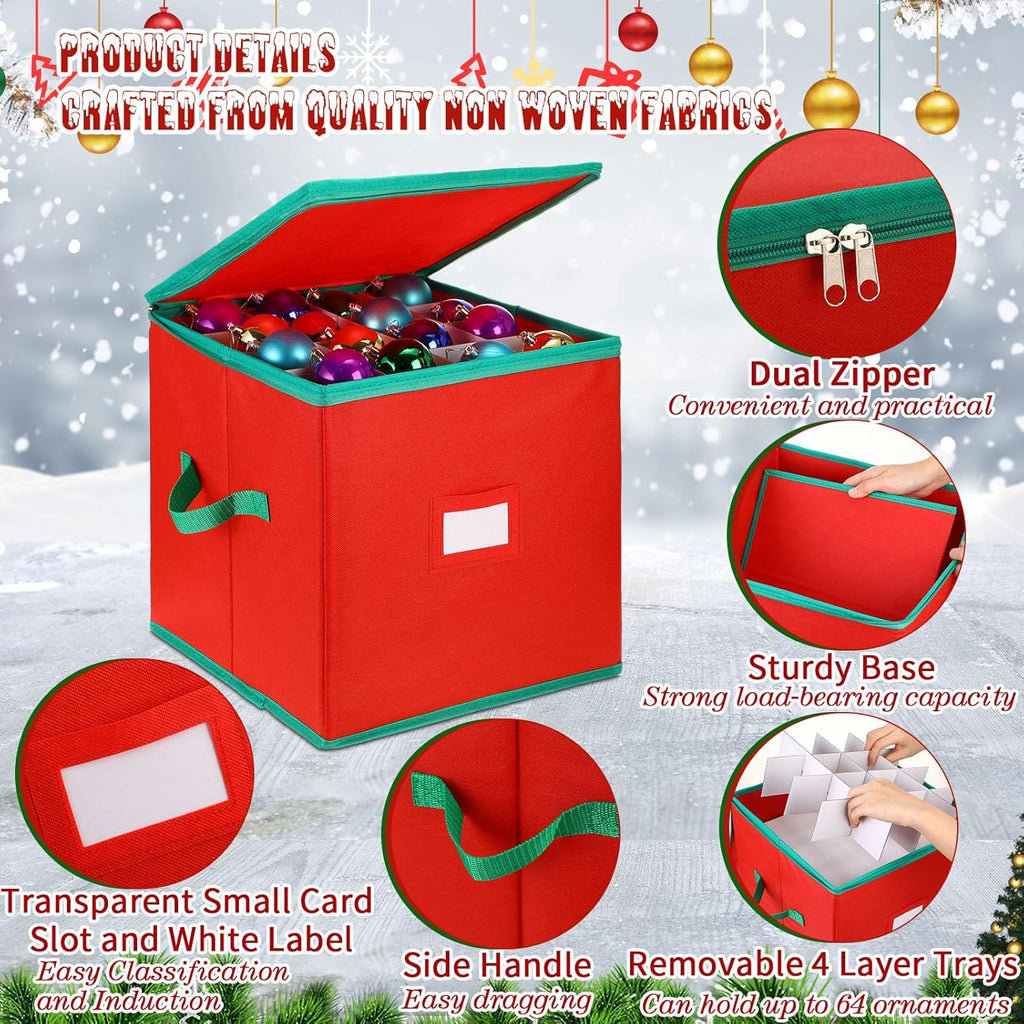 4 Pcs Christmas Ornament Storage Box with 16 Trays J228