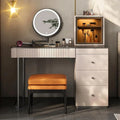 Gold Plated Stainless Steel 5 Drawers Makeup Vanity Table with Stool L7756
