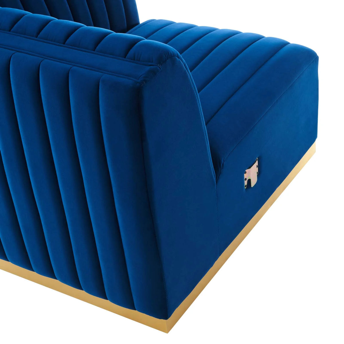 Gold/Navy Velvet Right Corner Chair S24938