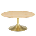 Round Wood Metal Coffee Table I123725