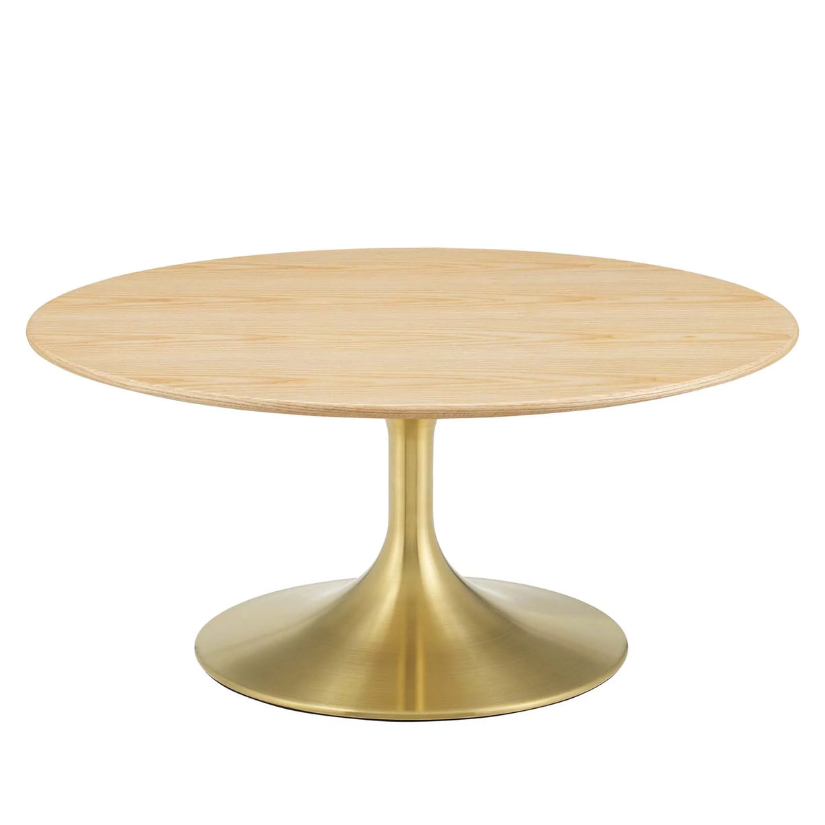 Round Wood Metal Coffee Table I123725